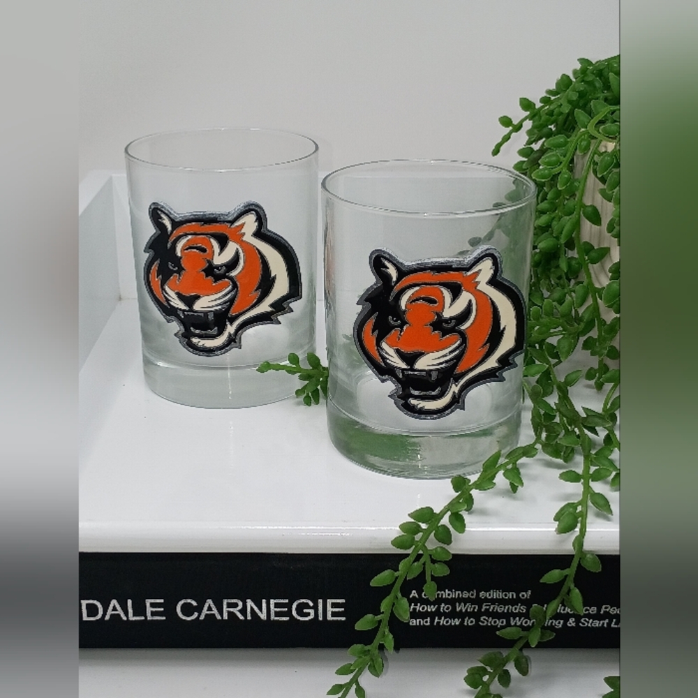 Bengals Logo Glass Set - Orange and Black